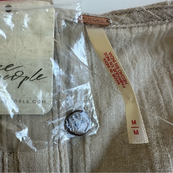 Free People NWT Boogie Down Mini Dress Stone Cold Medium Tube Top Linen Blend - Picture 7 of 10